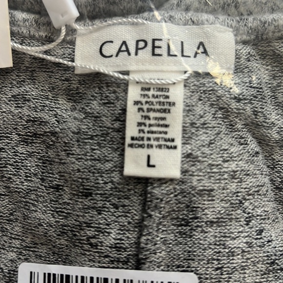 NEW-CAPELLA Marled Knit,Deep V-Neck, LongSleeve,Shift Mini Dress Heather Gray LG - Picture 10 of 12